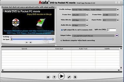 screenshot-Acala DVD to Pocket PC Movie-1