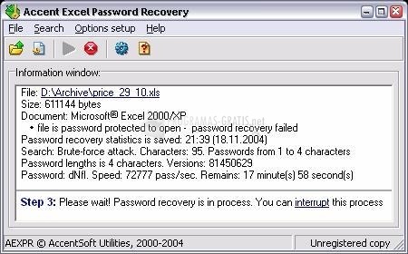 screenshot-Accent Excel Password Recovery-1