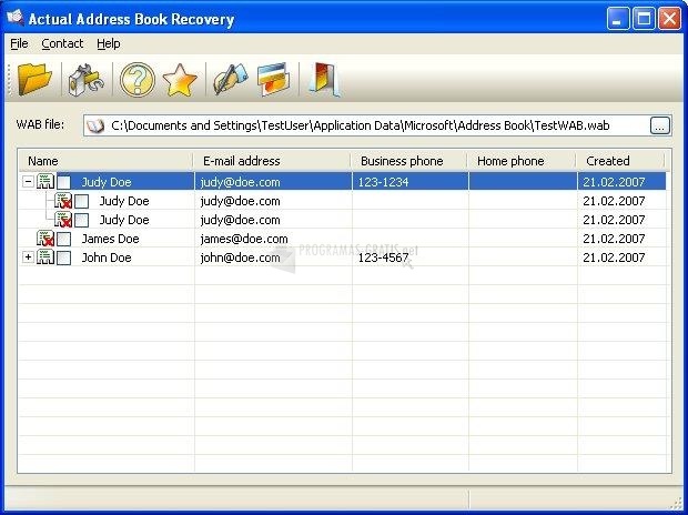 screenshot-Actual Address Book Recovery-1