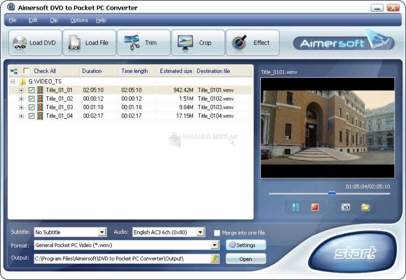 screenshot-Aimersoft DVD/Pocket PC Converter-1