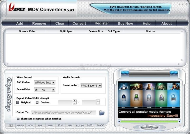 screenshot-Apex MOV Converter-1