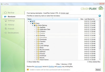 crashplan for mac shows external drive disconnected