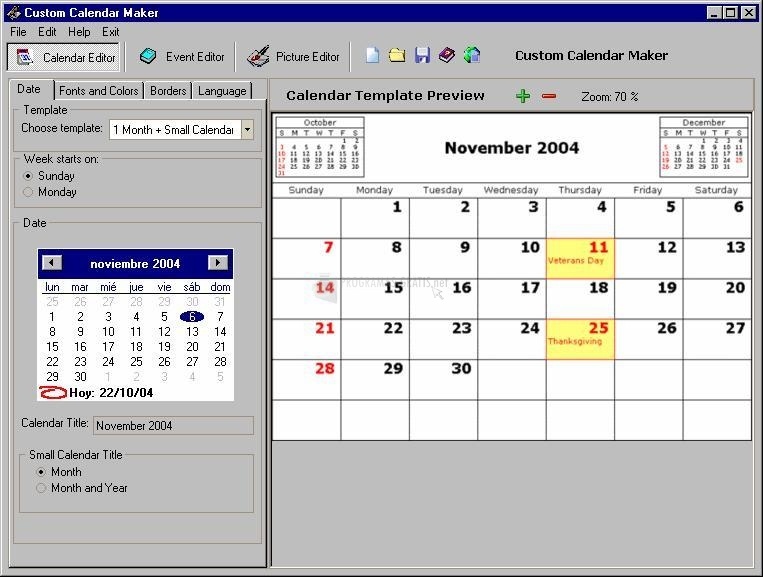 Custom Calendar Maker download free for Windows 10 64/32 bit