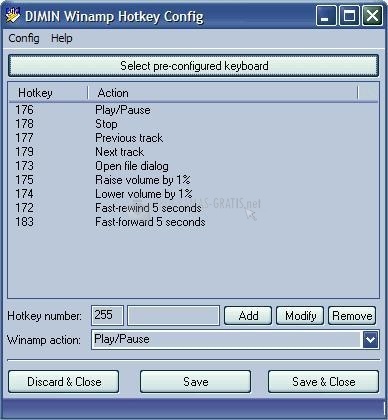 screenshot-DIMIN Hotkeys plugin for Winamp-1