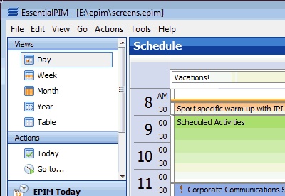 how to update calendar in essentialpim program