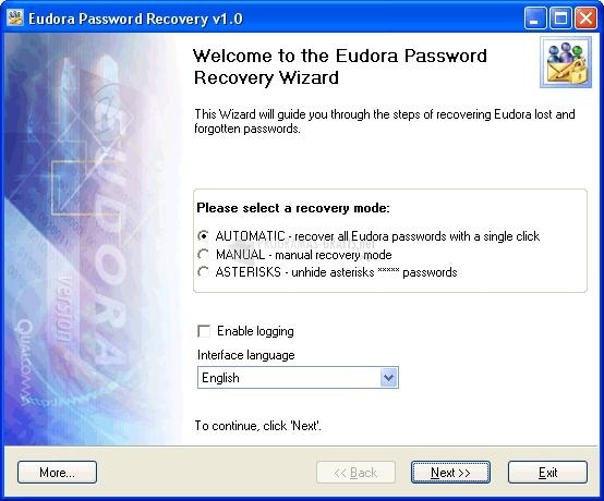 screenshot-Eudora Password Recovery-1