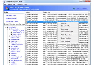 screenshot-Eusing free registry cleaner-2