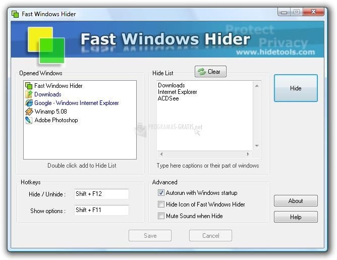 screenshot-Fast Windows Hider-1