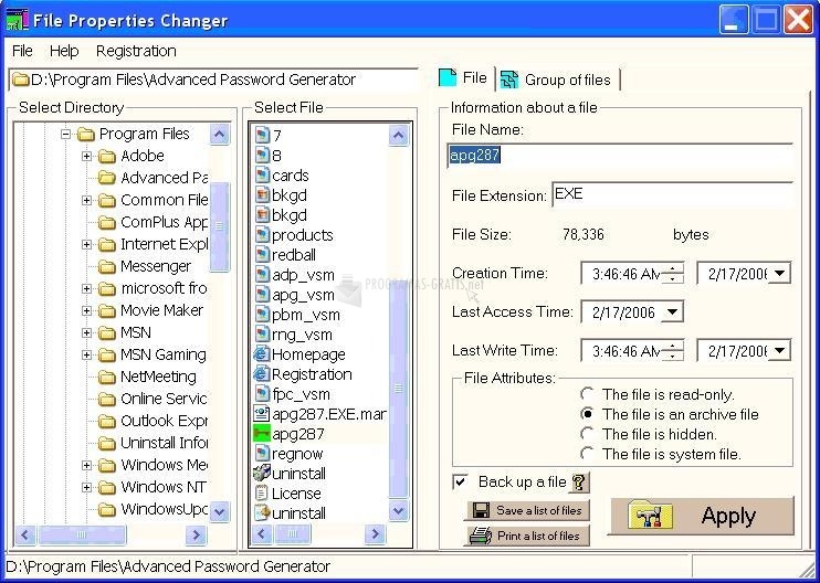 screenshot-File Properties Changer-1