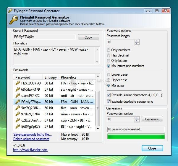 screenshot-FlyingBit Password Generator-1
