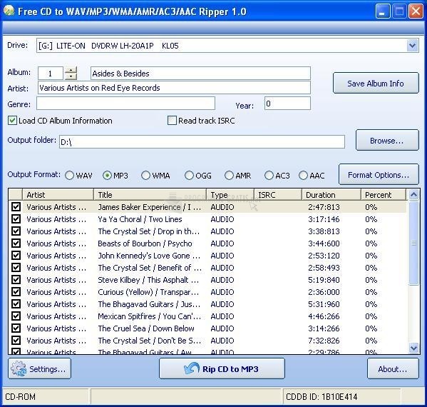 screenshot-Free CD to WAV MP3 WMA AMR Ripper-1