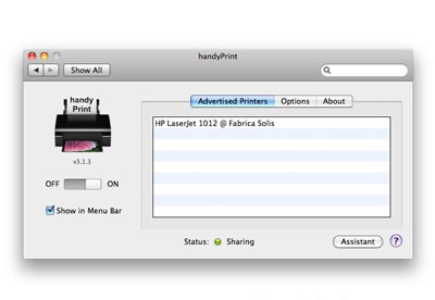 handyprint not showing up in airprint
