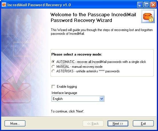 screenshot-IncrediMail Password Recovery-1