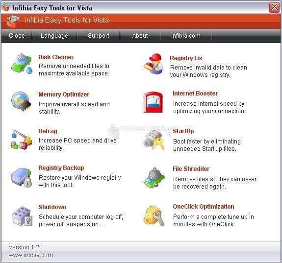 screenshot-Infibia Easy Tools for Vista-1