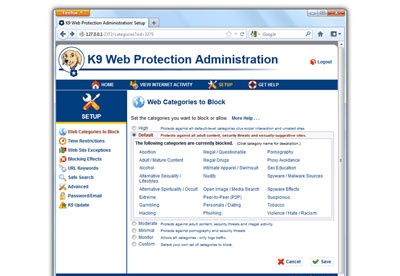 k9 web protection not working on new user