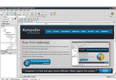 kompozer web site creation