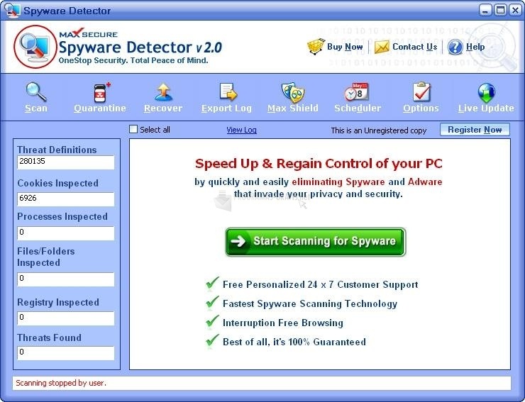 screenshot-Max Spyware Detector-1