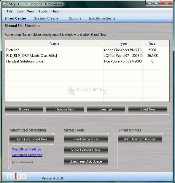 screenshot-Migo Digital Shredder Premium-1
