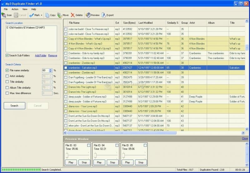 screenshot-MP3 Duplicate Finder-1