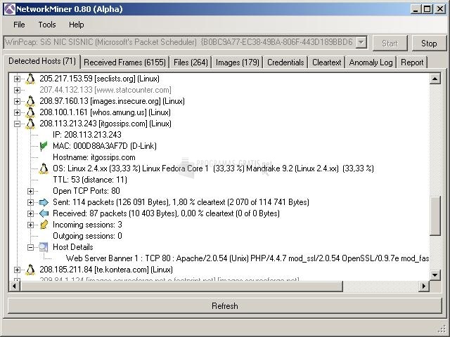 screenshot-Network Miner packet analyzer-1