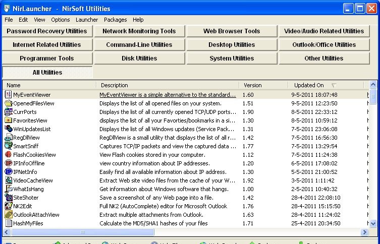 screenshot-NirLauncher Utilities-1