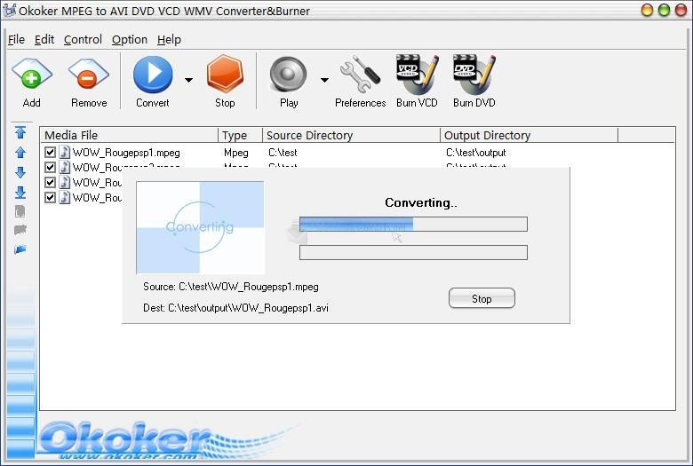 screenshot-Okoker MPEG to AVI DVD Converter Burner-1