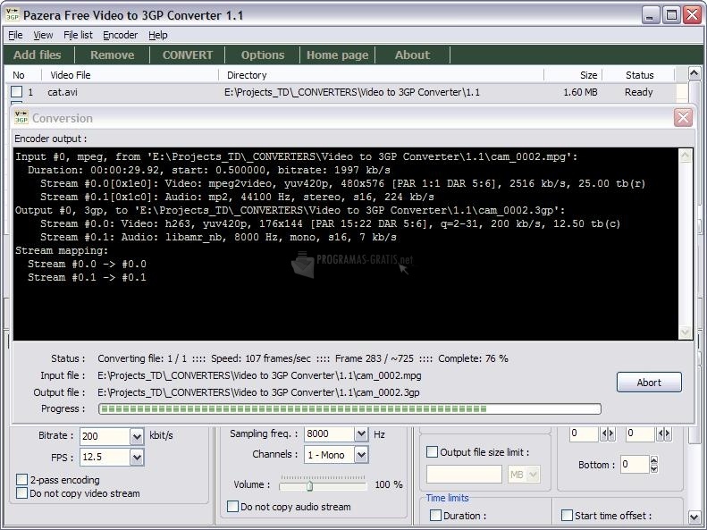 screenshot-Pazera Free Video to 3GP Converter-1