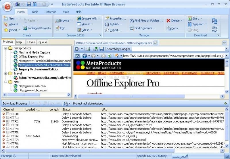 screenshot-Portable Offline Browser-1