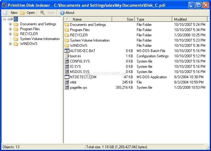 screenshot-Primitive Disk Indexer-1