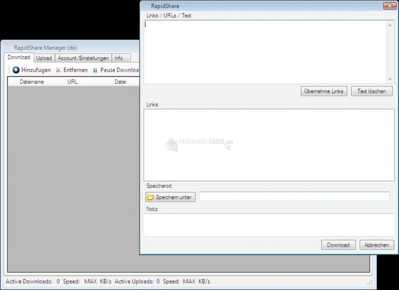 screenshot-RapidShare Manager (RSM)-1