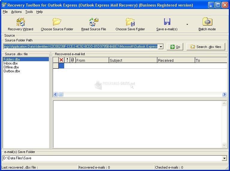 screenshot-Recovery Toolbox for Outlook Express-1