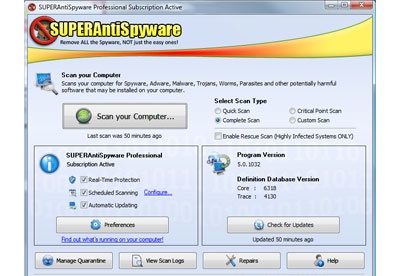 SuperAntiSpyware Professional X 10.0.1254 instal