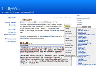 tiddlywiki notelist