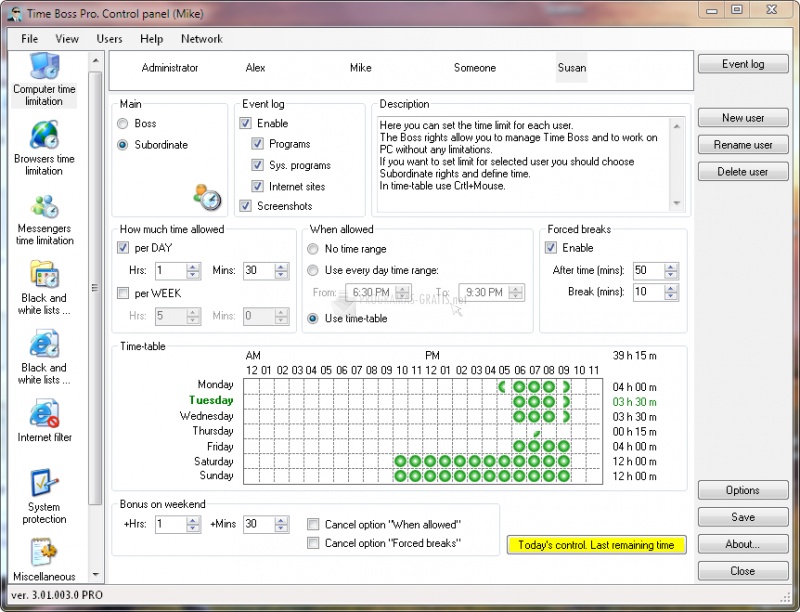 download the new version for windows Time Boss Pro 3.37.003