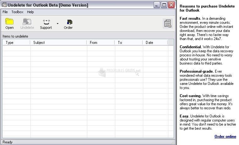 screenshot-Undelete for Outlook Beta-1