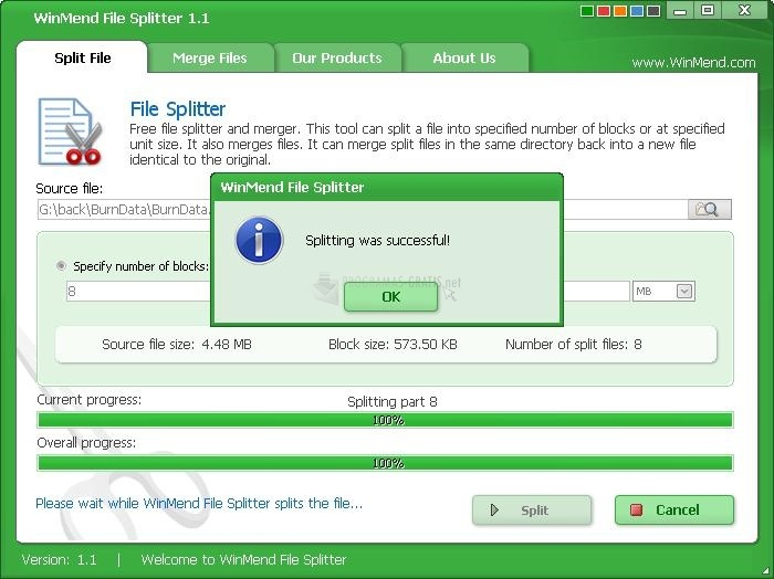 screenshot-WinMend File Splitter-1