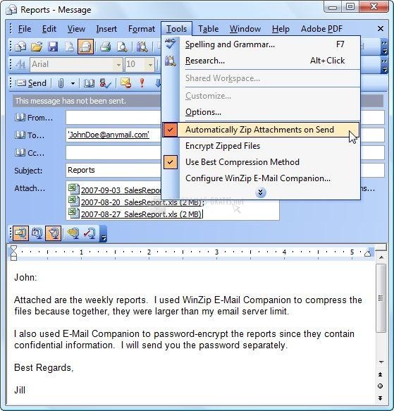 screenshot-WinZip E-Mail Companion-1
