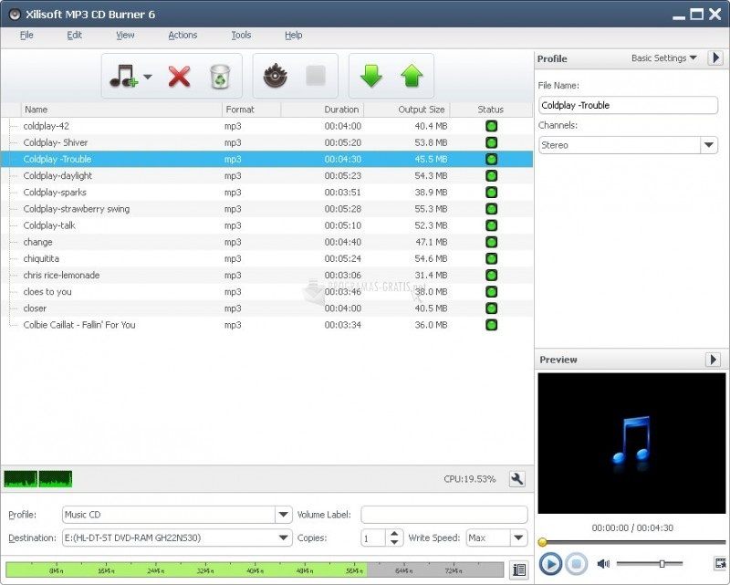 screenshot-Xilisoft MP3 CD Burner-1