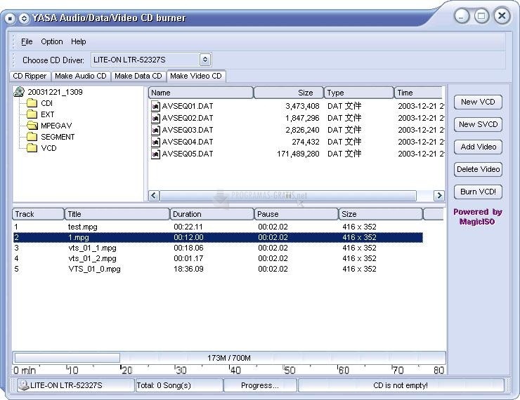 screenshot-YASA Audio/Data/Video CD Burner-1
