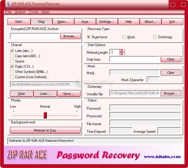 screenshot-ZIP RAR ACE Password Recovery-1